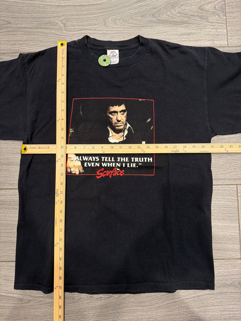 00s Mens Scarface Tony Montana Movie Promo Large T-Shirt Black Delta