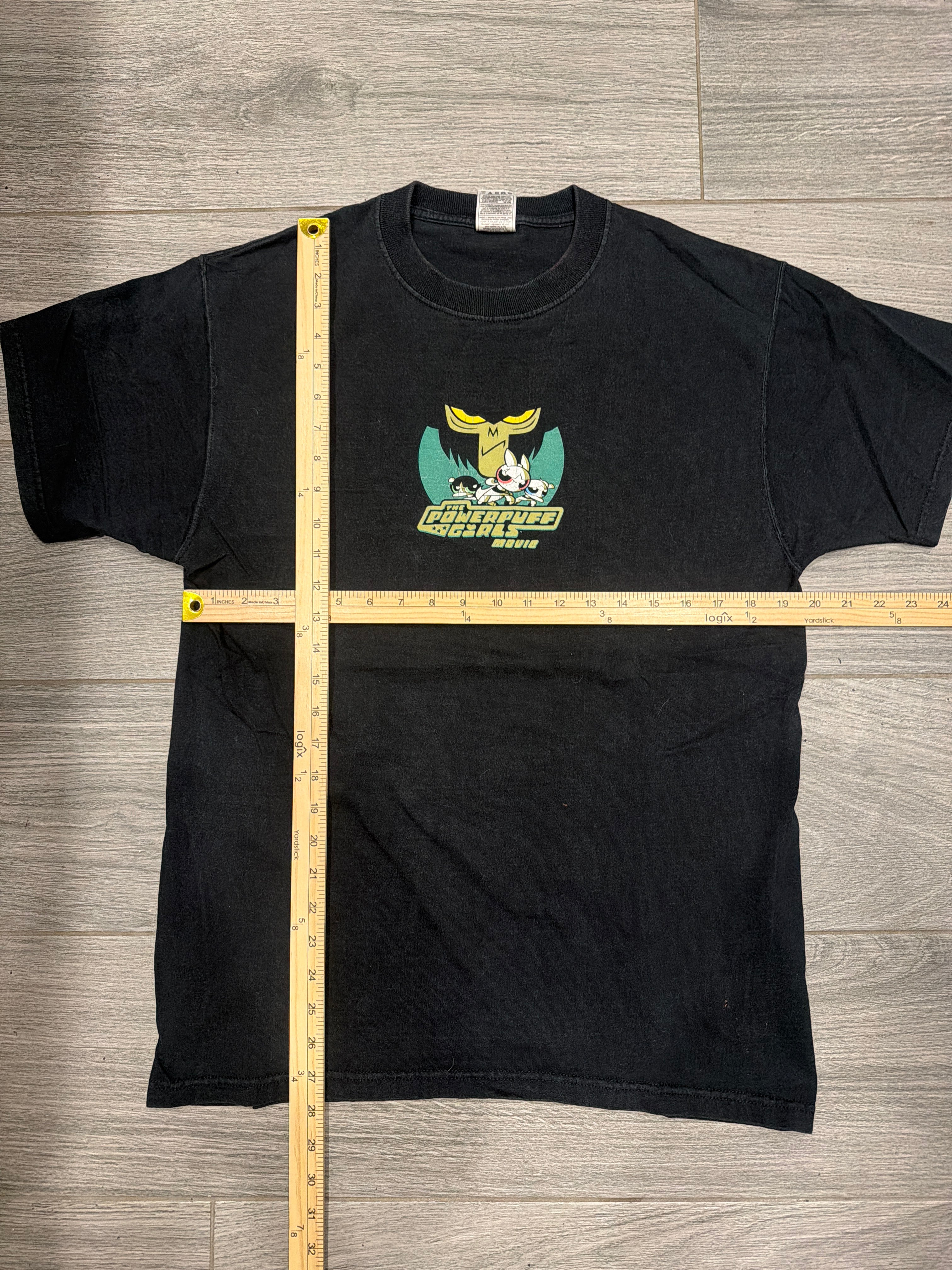 00s Powerpuff Girls Movie Promo Cartoon Network Large Black T-Shirt Large