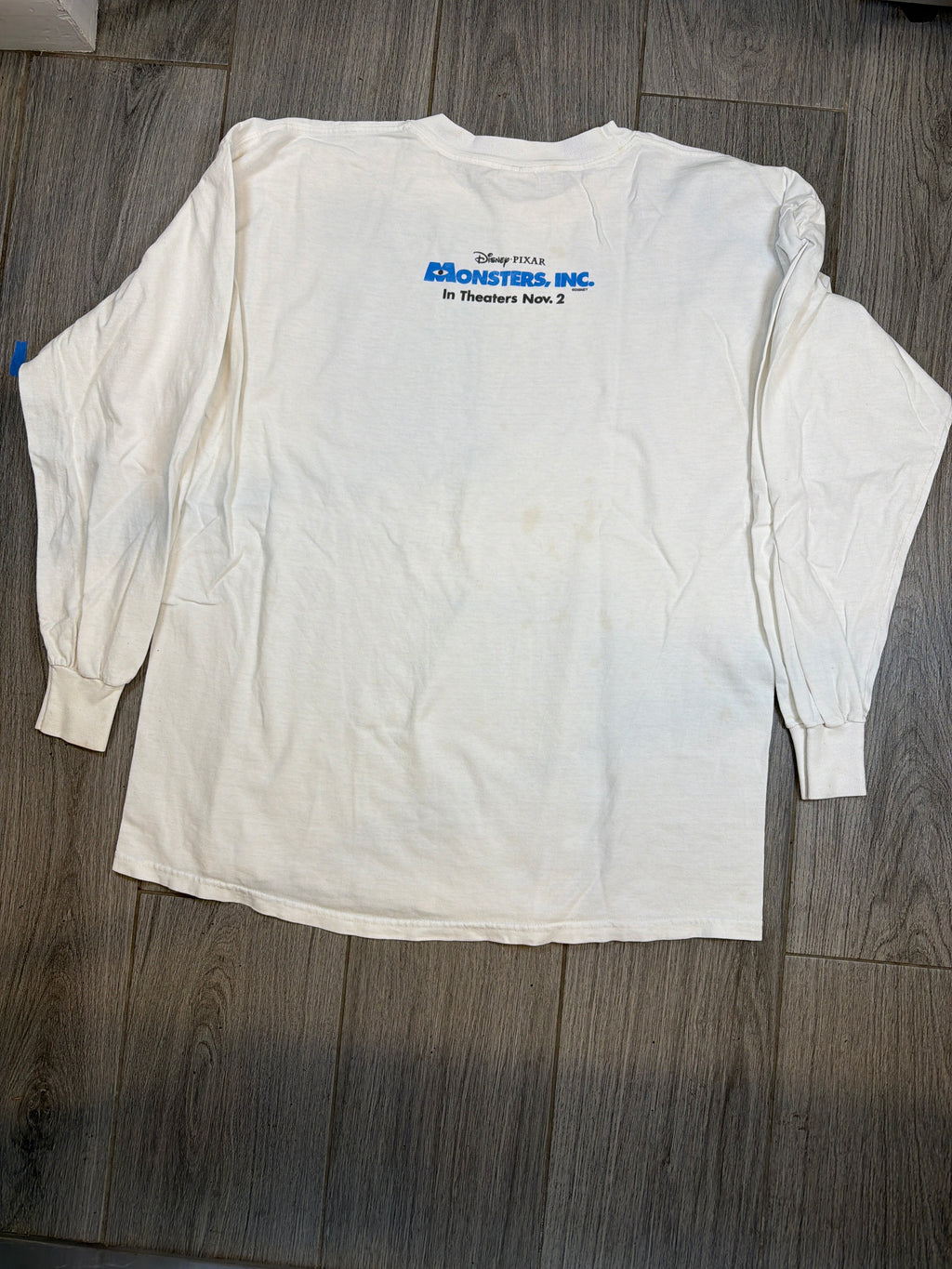2001 Disney Monsters Inc White Long Sleeve T-Shirt XL