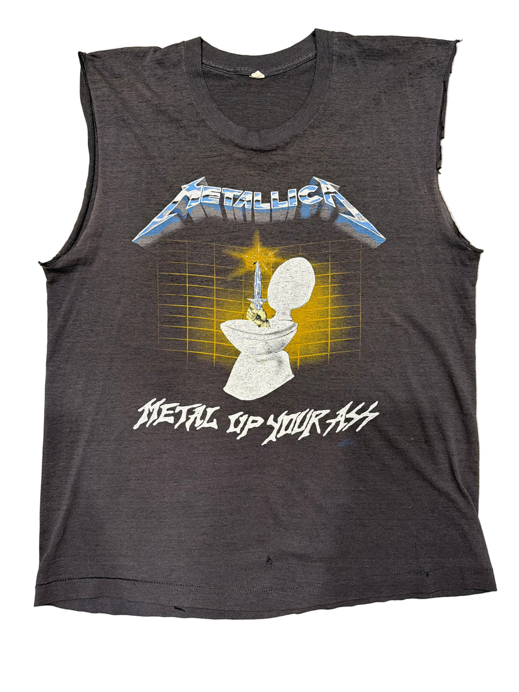 80s Metallica Metal Up Your A** Cut off Paper Thin T-Shirt Large