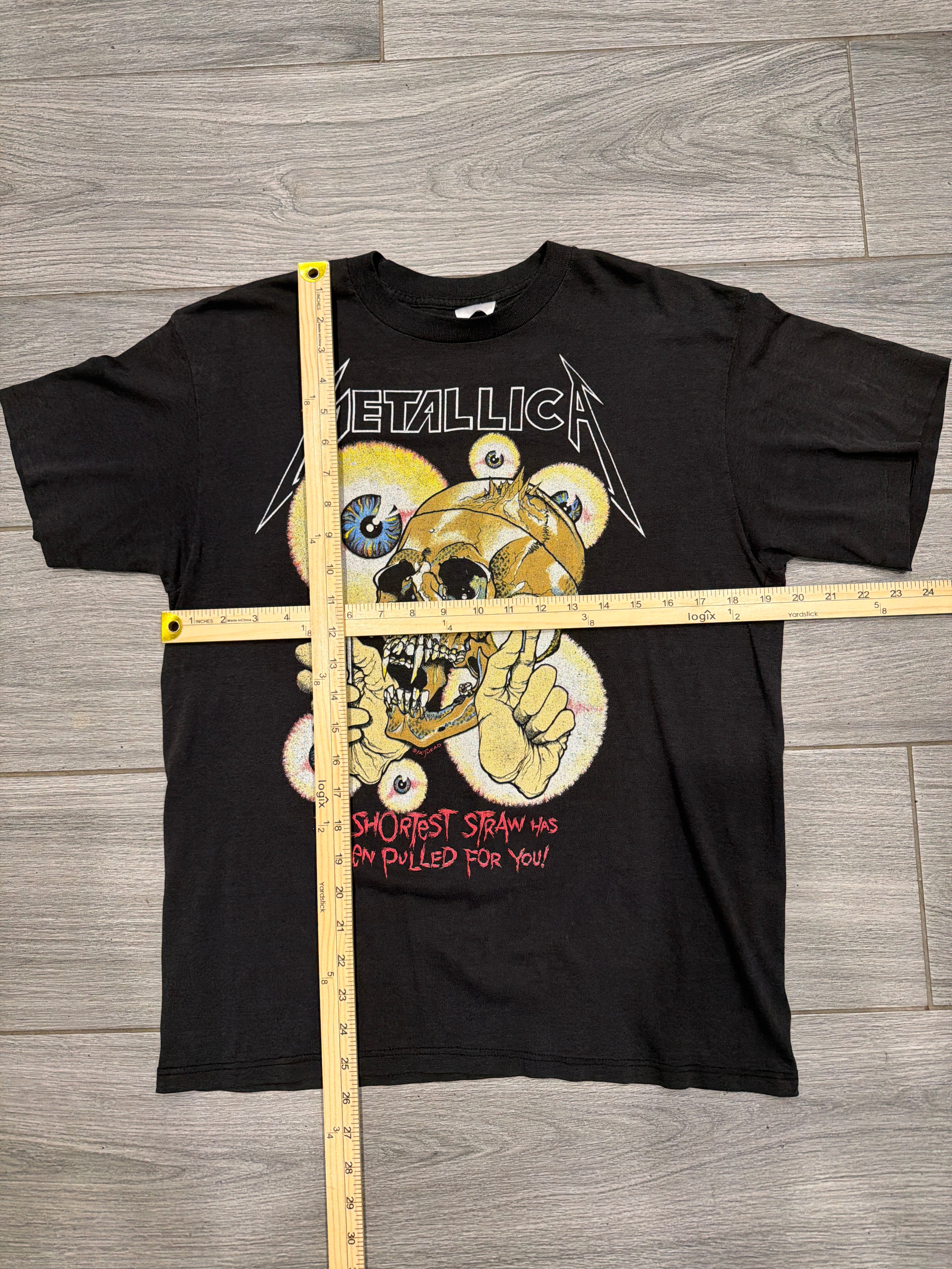 90er Metallica Shortest Straw Vertigo Pushead Spring Ford Schwarzes T-Shirt Large