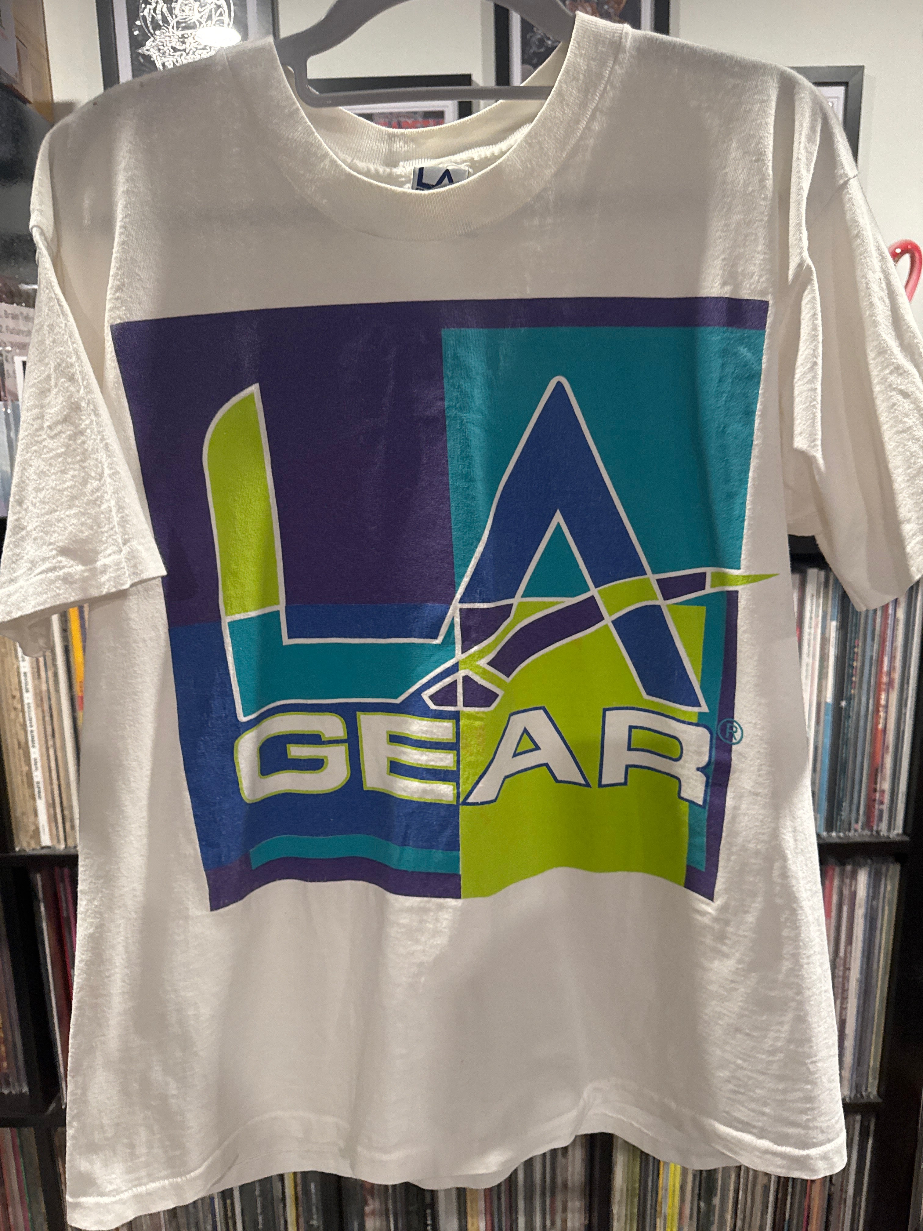 90’s LA Gear Footwear Logo Shirt L White Light up Shoes BK Ratchtech