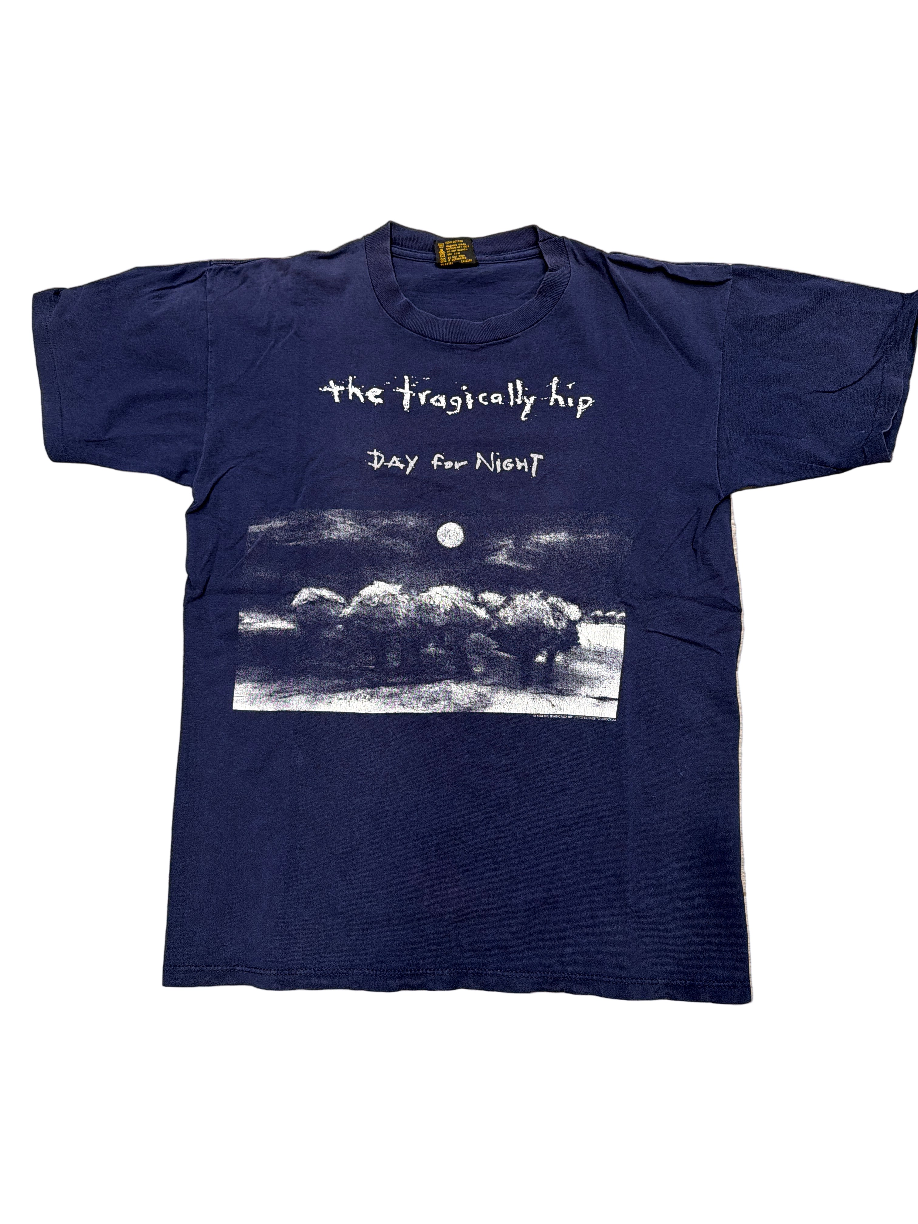 1994 The Tragically Hip Day For Night Album Blue T-Shirt Large Brockum