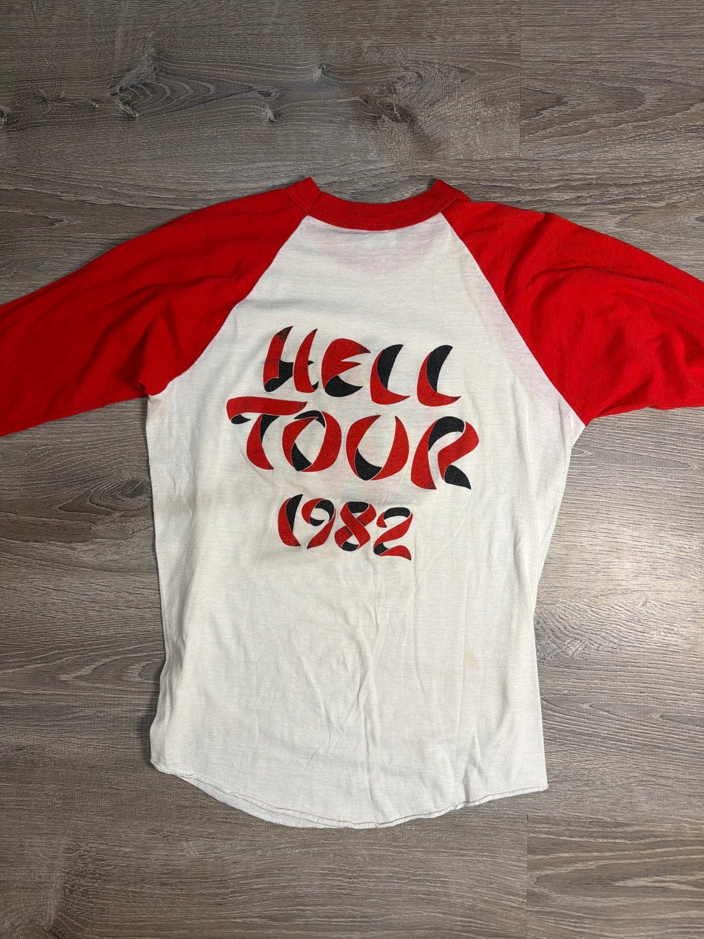 Oingo Boingo Hell Tour 1982 Band Vintage White Red Raglan T-Shirt M/Large