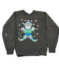 90s Thrashed Teddy Bear Ski Black Crew Neck Sweatshirt Medium