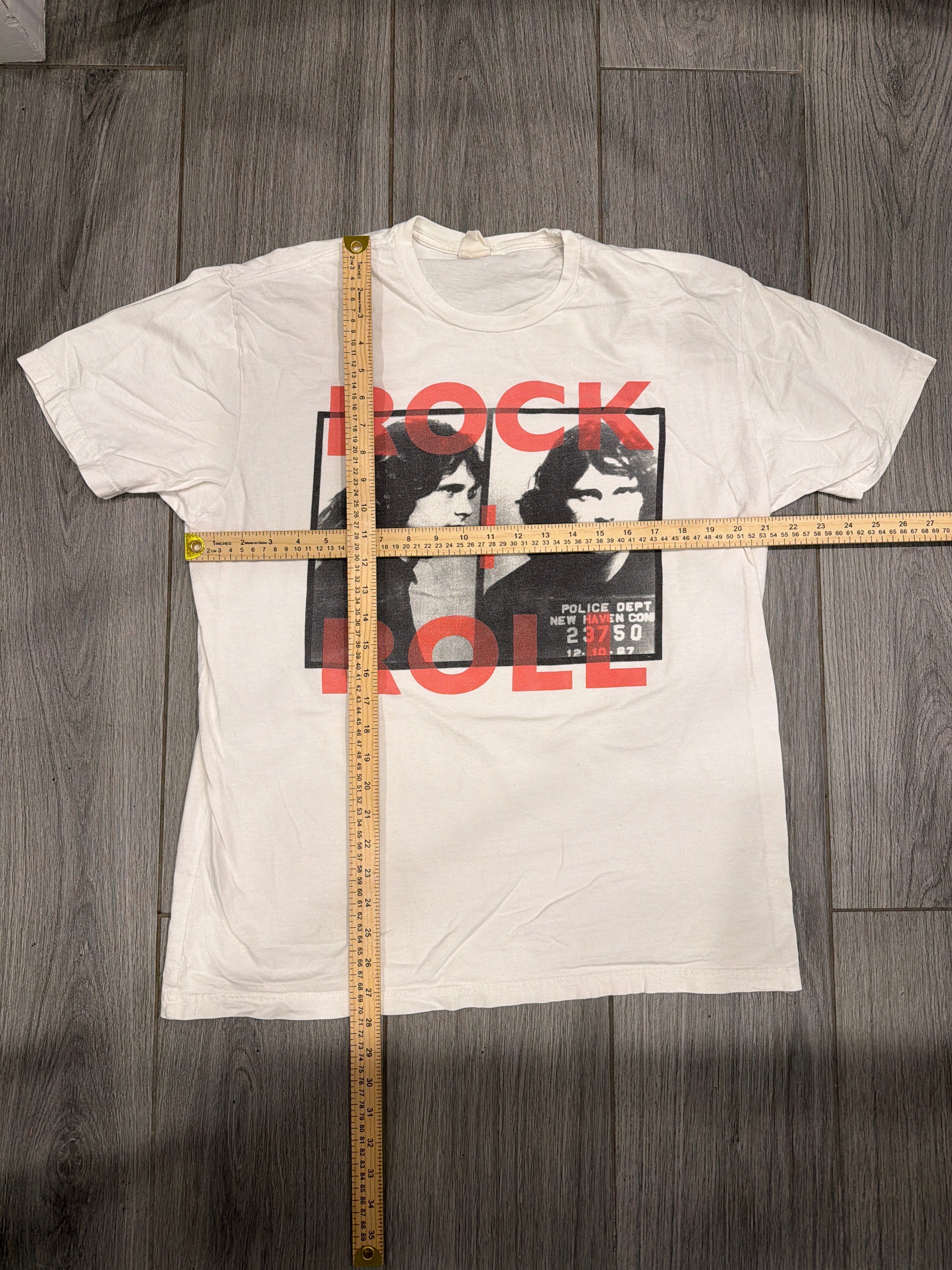 2009 The Doors Jim Morrison Rock + Roll Mugshot White T-Shirt Large