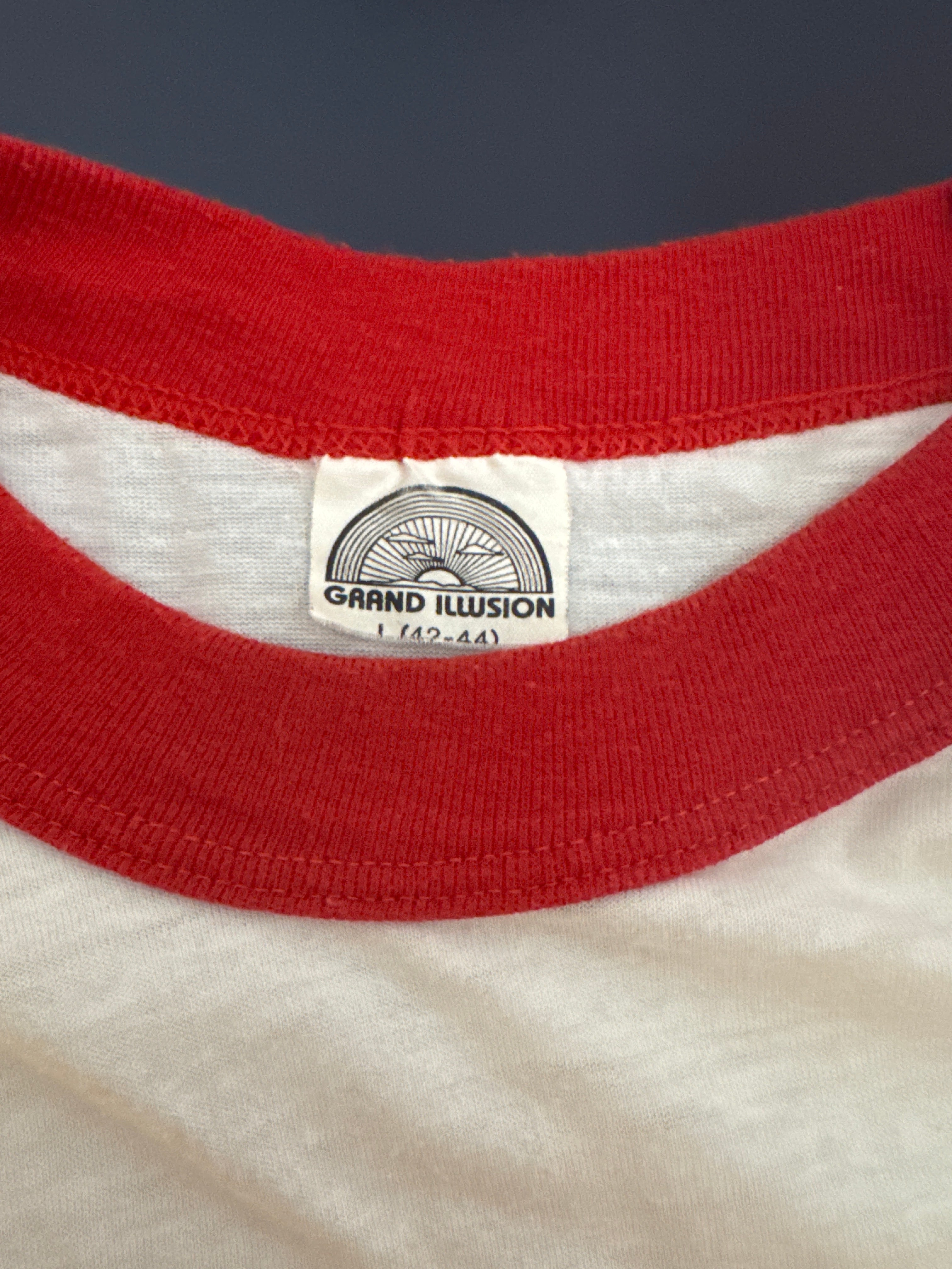 Oingo Boingo Hell Tour 1982 Band Vintage White Red Raglan T-Shirt M/Large
