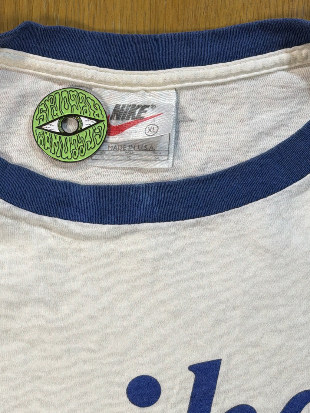 Vintage Nike Shoes Athletics Ringer White/Blue T-Shirt XL