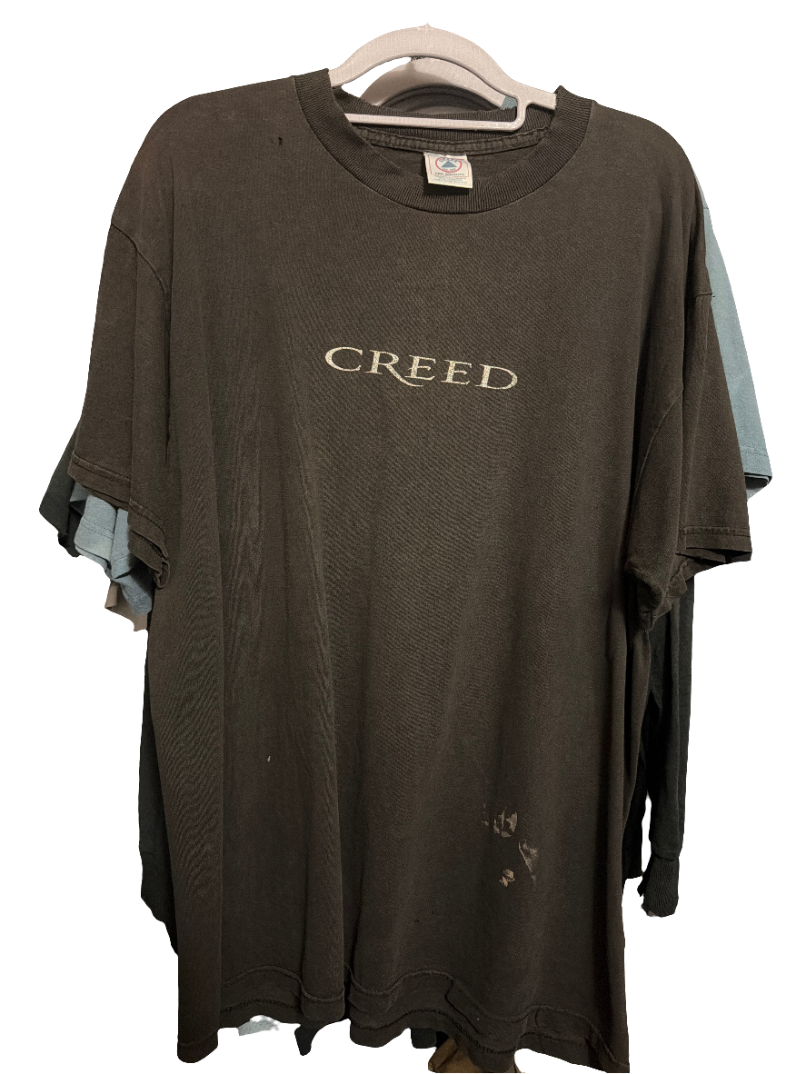 1999 Creed Human Clay Band T Shirt Large Black Delta Faded Band