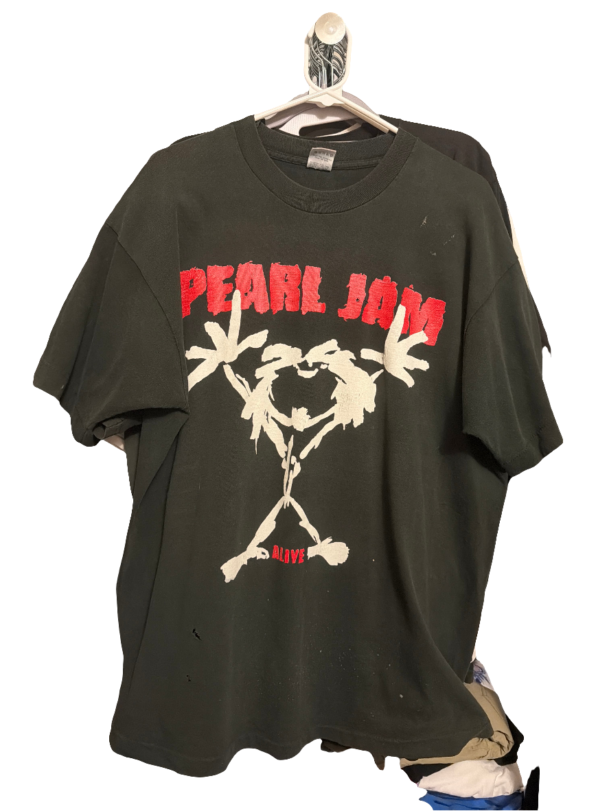 1993 Pearl Jam Alive Stick Double Sided FotL Vintage Black T-Shirt XL