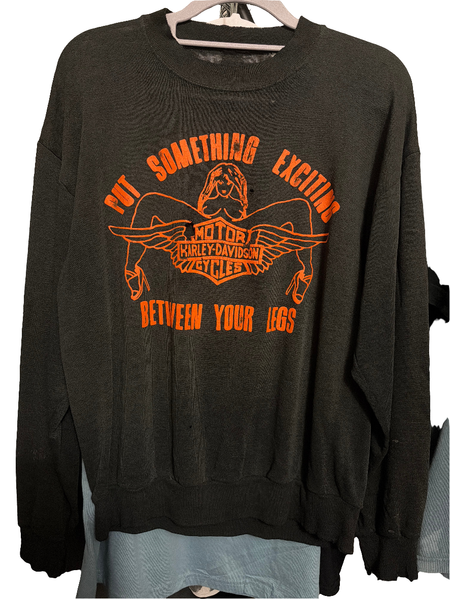 70er Harley Davidson „Put Something Exciting Between Your Legs“ Pullover