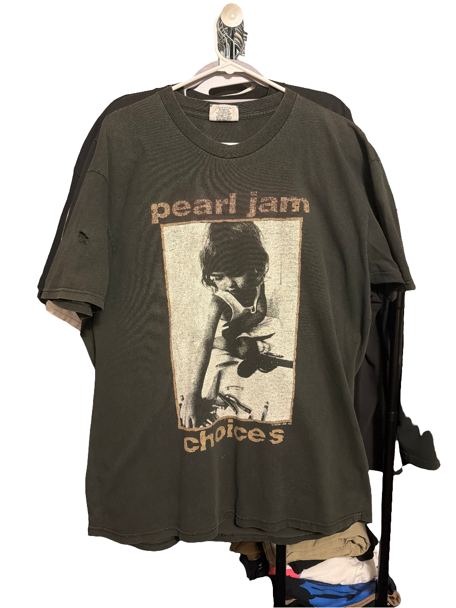 1992 Pearl Jam Choices Lee XL Black Vintage T Shirt Distressed Band
