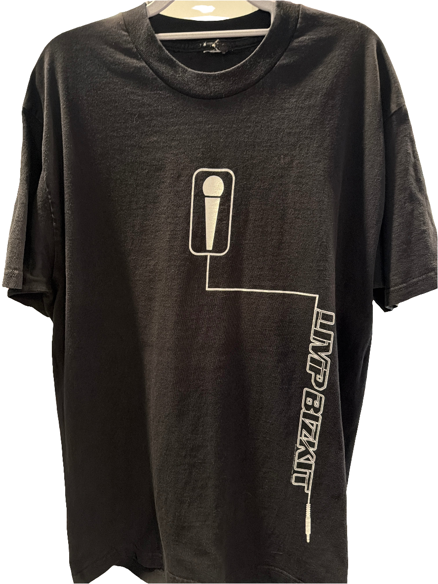 2000 Limp Bizkit Mikrofon Groß Schwarz T-Shirt Nu Metal