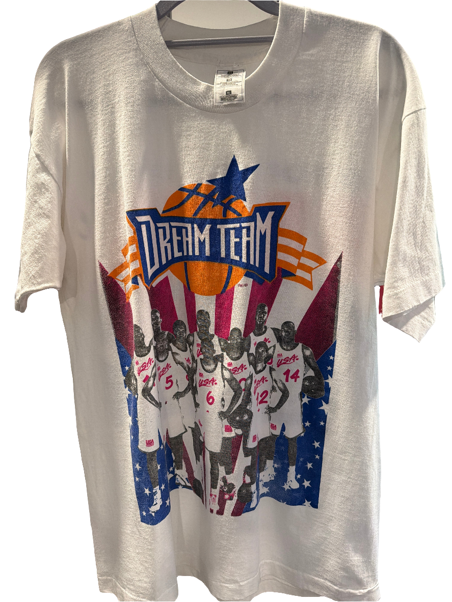 1996 USA Basketball Dream Team White XL T Shirt Shaq Pippen Ewing