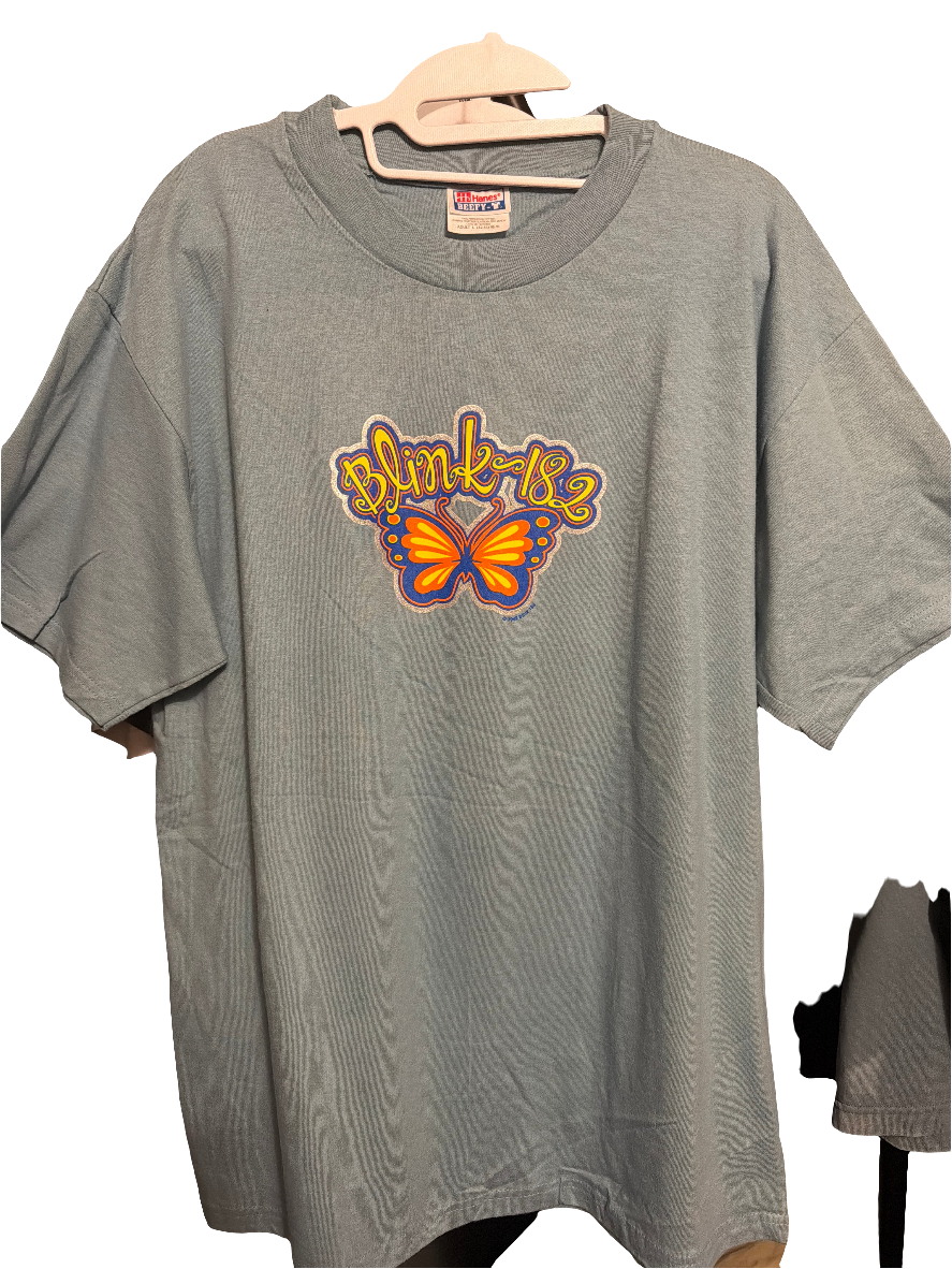 1999 Blink 182 Butterfly Pop Punk Band Blue T Shirt Deadstock