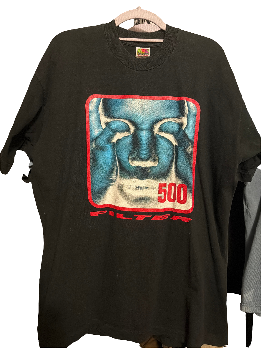 1996 Filter Band T Shirt "500- Hey Man Nice Shot" Black XL T Shirt