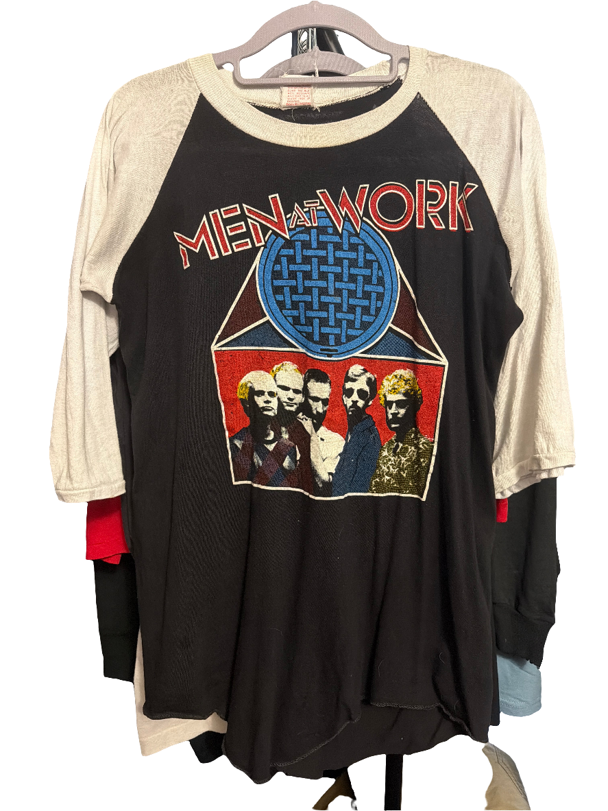 1982 Men at Work Business As Usual Sport One M Tour Raglan 3/4