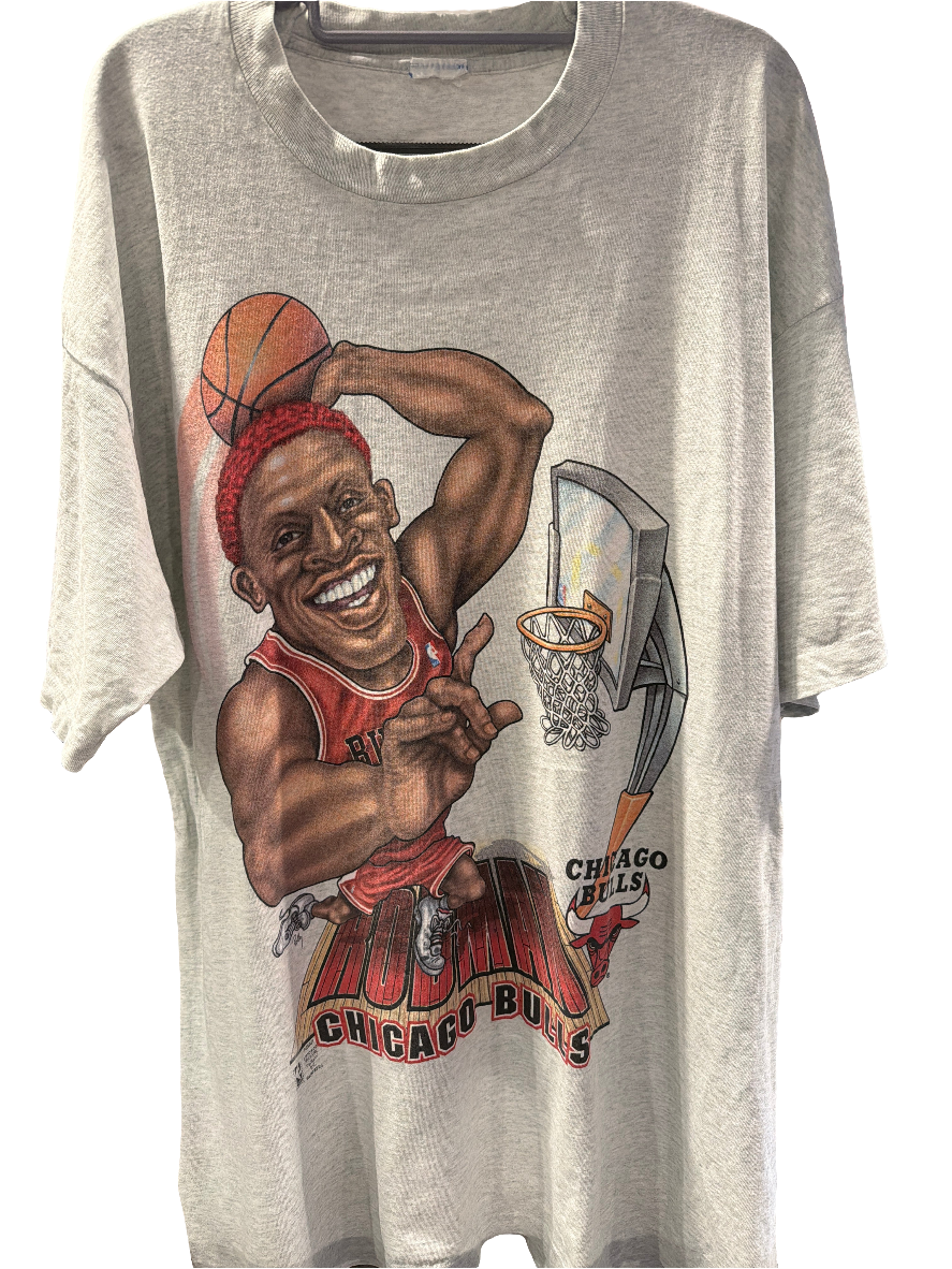 90s Dennis Rodman Caricature Single Stitch Vintage Chicago Bulls Shirt 2XL