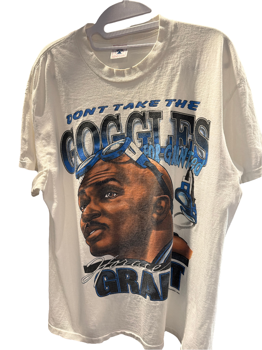 1995 Horace Grant Orlando Magic Goggles Delta L White T Shirt