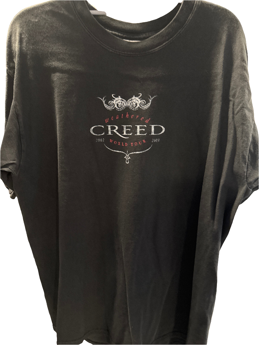 2002-2003 Creed Weathered World Tour T Shirt Black Large Gildan Faded Y2K