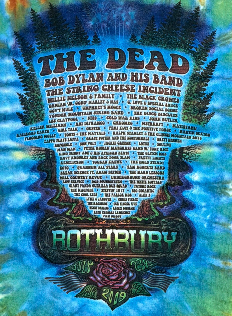 2009 Grateful Dead Dylan String Cheese Rothbury Tie Dye FOTL T-Shirt Large