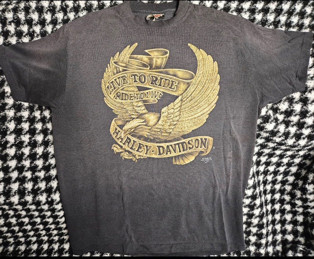 1991 Harley 3D Emblem Eagle RARE back print XL
